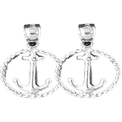 Sterling Silver 22mm Anchor Earrings