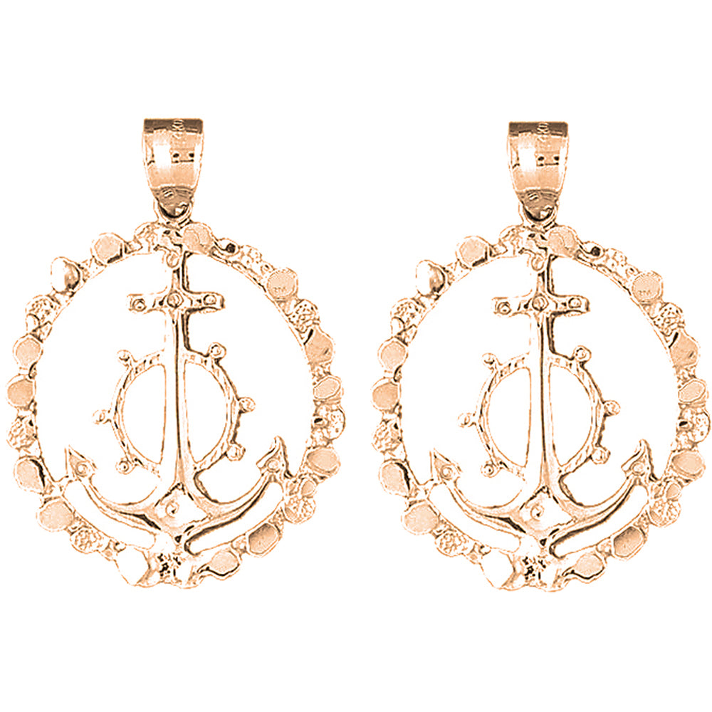 14K or 18K Gold 40mm Anchor Earrings