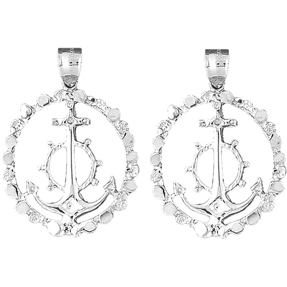 Sterling Silver 40mm Anchor Earrings
