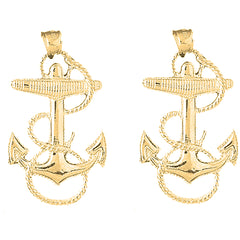Yellow Gold-plated Silver 49mm Anchor Earrings
