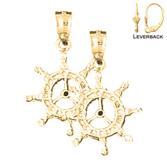 14K or 18K Gold Ships Wheel Earrings