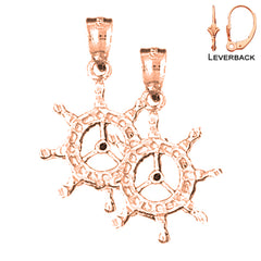14K or 18K Gold Ships Wheel Earrings