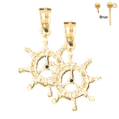 14K or 18K Gold Ships Wheel Earrings