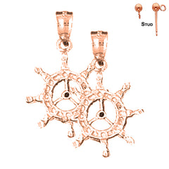 14K or 18K Gold Ships Wheel Earrings