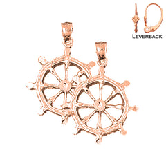 14K or 18K Gold Ships Wheel Earrings