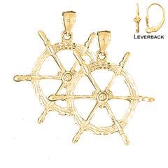 14K or 18K Gold Ships Wheel Earrings
