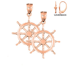 14K or 18K Gold Ships Wheel Earrings