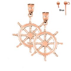 14K or 18K Gold Ships Wheel Earrings