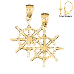 14K or 18K Gold Ships Wheel Earrings