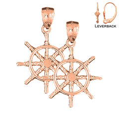 14K or 18K Gold Ships Wheel Earrings