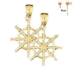 14K or 18K Gold Ships Wheel Earrings