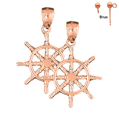 14K or 18K Gold Ships Wheel Earrings