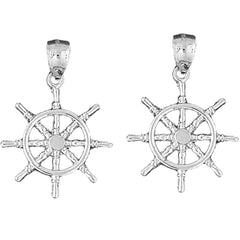 14K or 18K Gold 35mm Ships Wheel Earrings