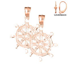 14K or 18K Gold Ships Wheel Earrings