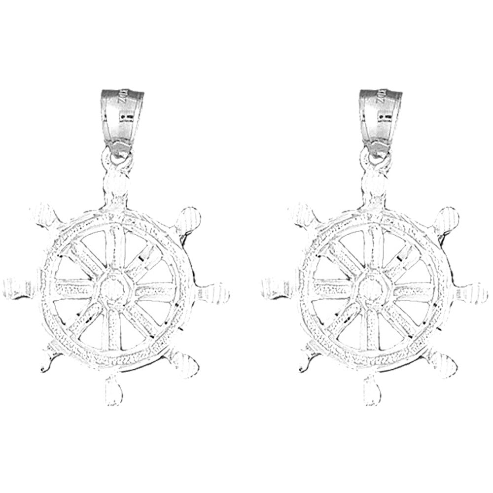 14K or 18K Gold 38mm Ships Wheel Earrings