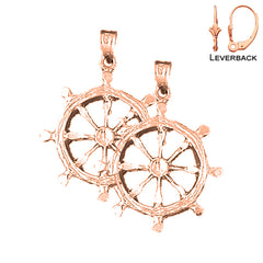 14K or 18K Gold Ships Wheel Earrings