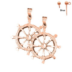 14K or 18K Gold Ships Wheel Earrings