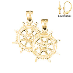 14K or 18K Gold Ships Wheel Earrings