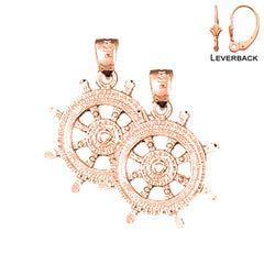 14K or 18K Gold Ships Wheel Earrings