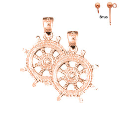 14K or 18K Gold Ships Wheel Earrings
