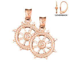 14K or 18K Gold Ships Wheel Earrings
