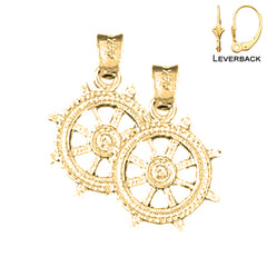 14K or 18K Gold Ships Wheel Earrings