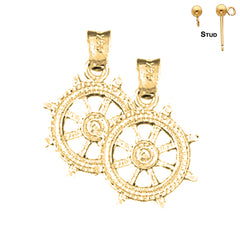 14K or 18K Gold Ships Wheel Earrings