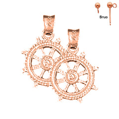 14K or 18K Gold Ships Wheel Earrings