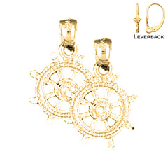 14K or 18K Gold Ships Wheel Earrings