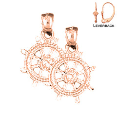 14K or 18K Gold Ships Wheel Earrings