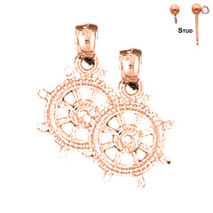 14K or 18K Gold Ships Wheel Earrings