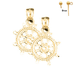 14K or 18K Gold Ships Wheel Earrings