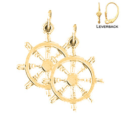 14K or 18K Gold Ships Wheel Earrings