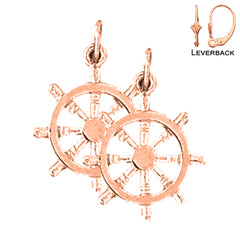14K or 18K Gold Ships Wheel Earrings