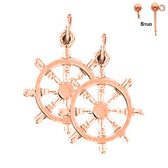 14K or 18K Gold Ships Wheel Earrings