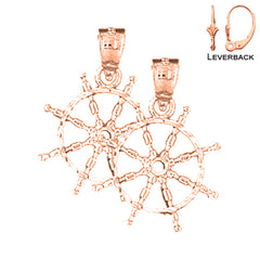 14K or 18K Gold Ships Wheel Earrings