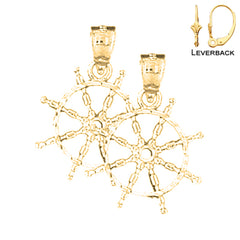 14K or 18K Gold Ships Wheel Earrings