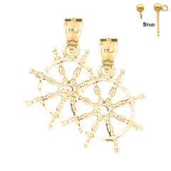 14K or 18K Gold Ships Wheel Earrings