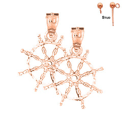 14K or 18K Gold Ships Wheel Earrings