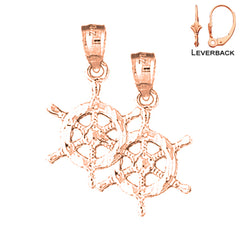 14K or 18K Gold Ships Wheel Earrings