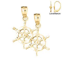 14K or 18K Gold Ships Wheel Earrings