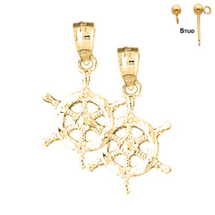 14K or 18K Gold Ships Wheel Earrings