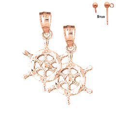 14K or 18K Gold Ships Wheel Earrings