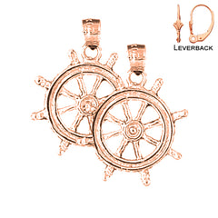 14K or 18K Gold Ships Wheel Earrings