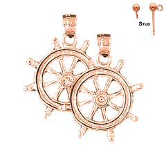 14K or 18K Gold Ships Wheel Earrings