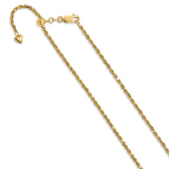 14K Yellow Gold Adjustable 2mm Diamond-cut Rope Chain