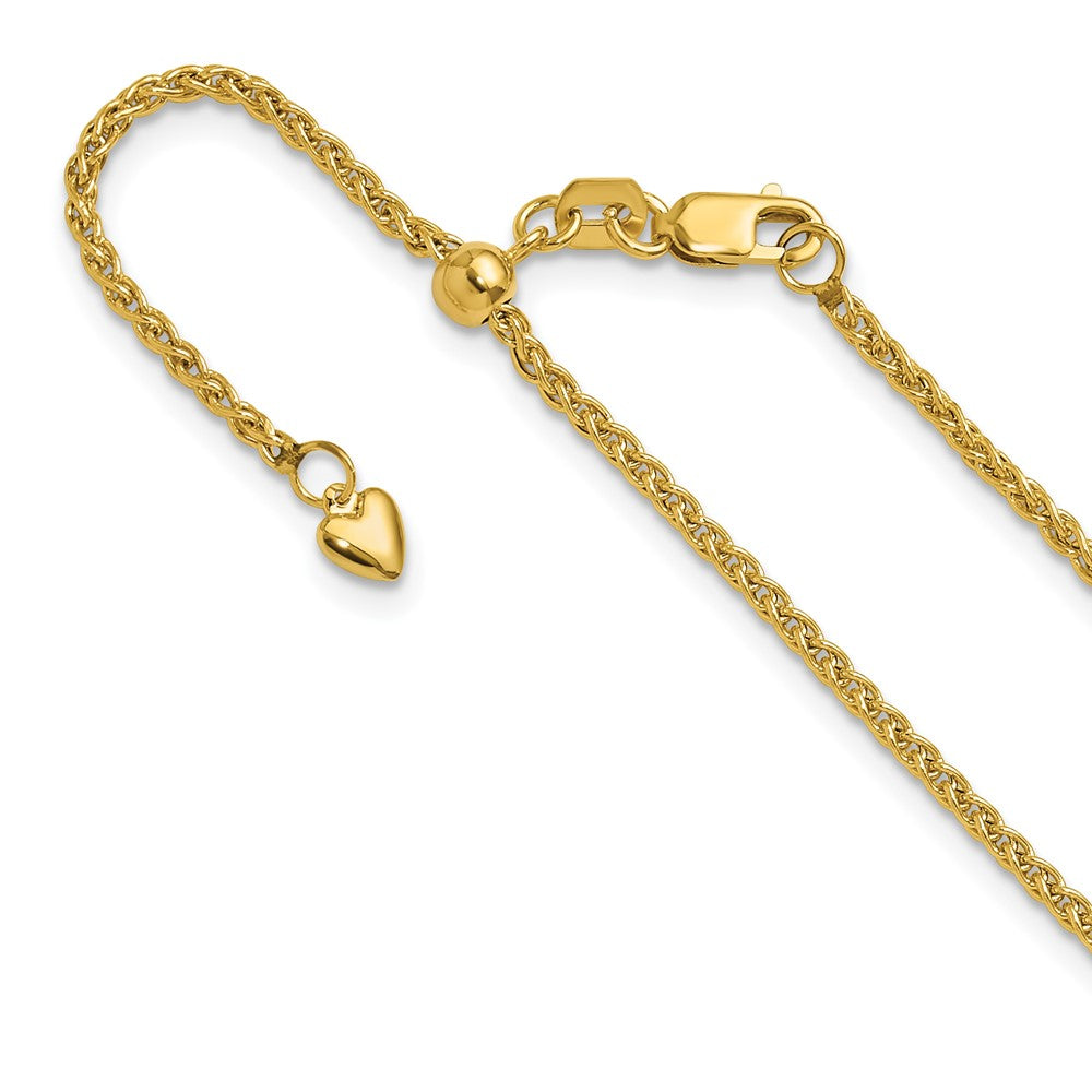 14K Yellow Gold Adjustable 1.6mm Semi-solid Spiga Chain