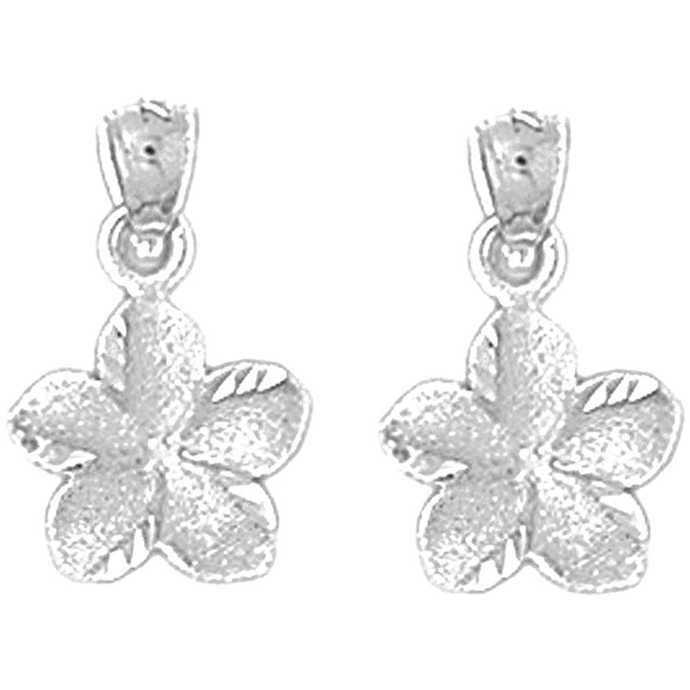 Sterling Silver 13mm Plumeria Flower Earrings