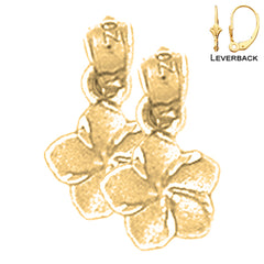 14K or 18K Gold Plumeria Flower Earrings