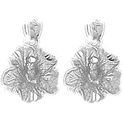 Sterling Silver 18mm Plumeria Flower Earrings